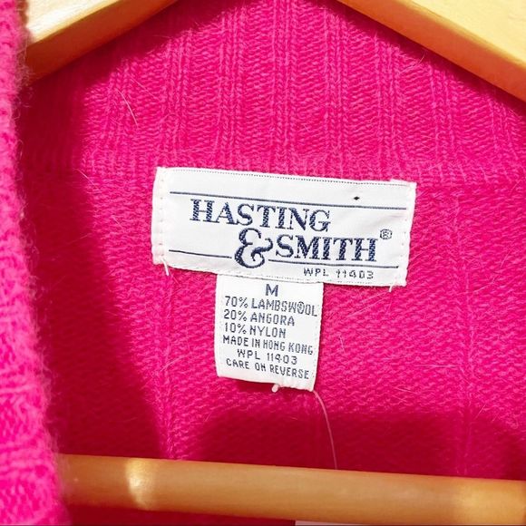 M Vintage Lambswool Angora Blend Hot Pink Sweater Deadstock - Picture 9 of 11